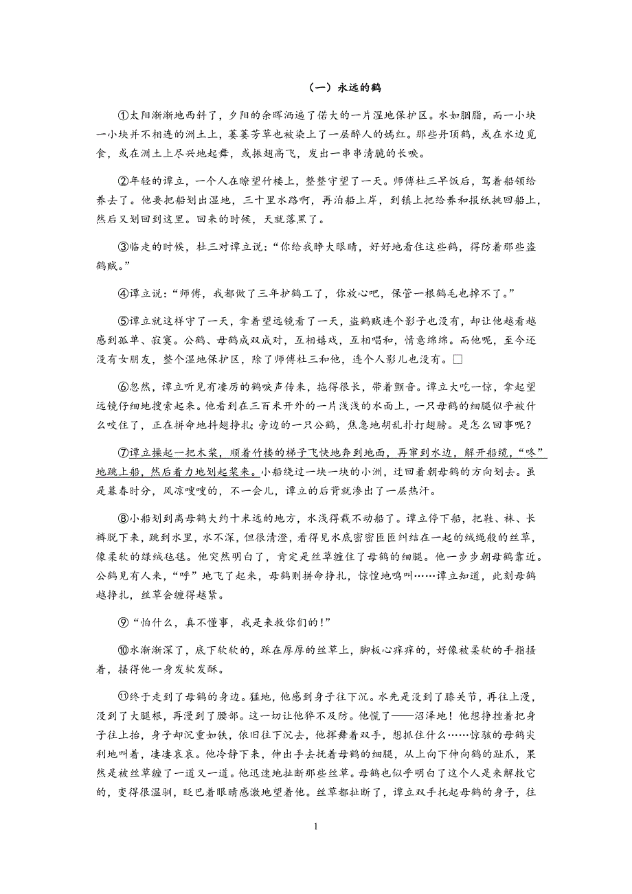 中考--语文-小说阅读专项训练docx(推荐文档).doc_第1页