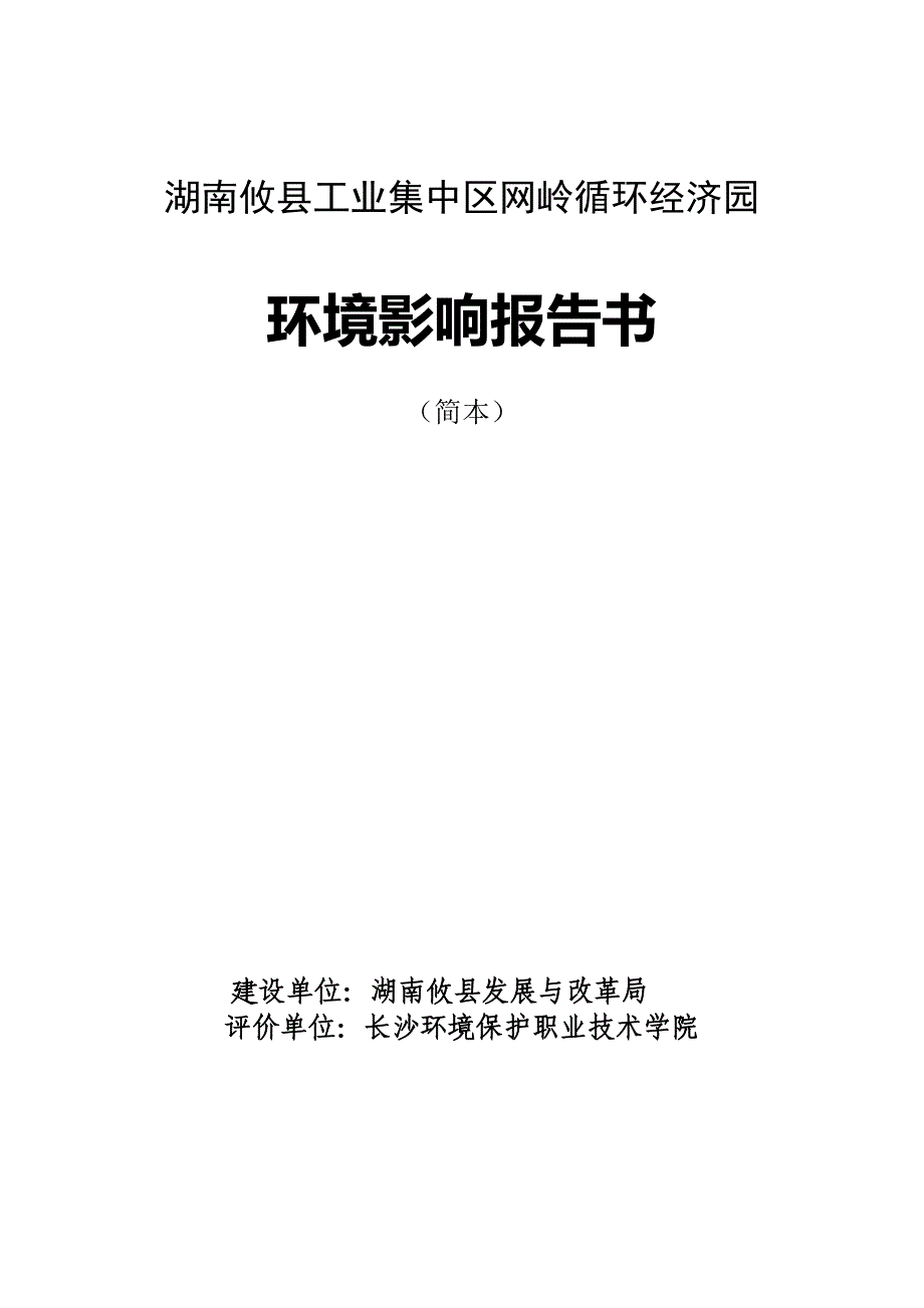 攸县工业集中区网岭循环经济园立项环境影响评估报告书.doc_第1页