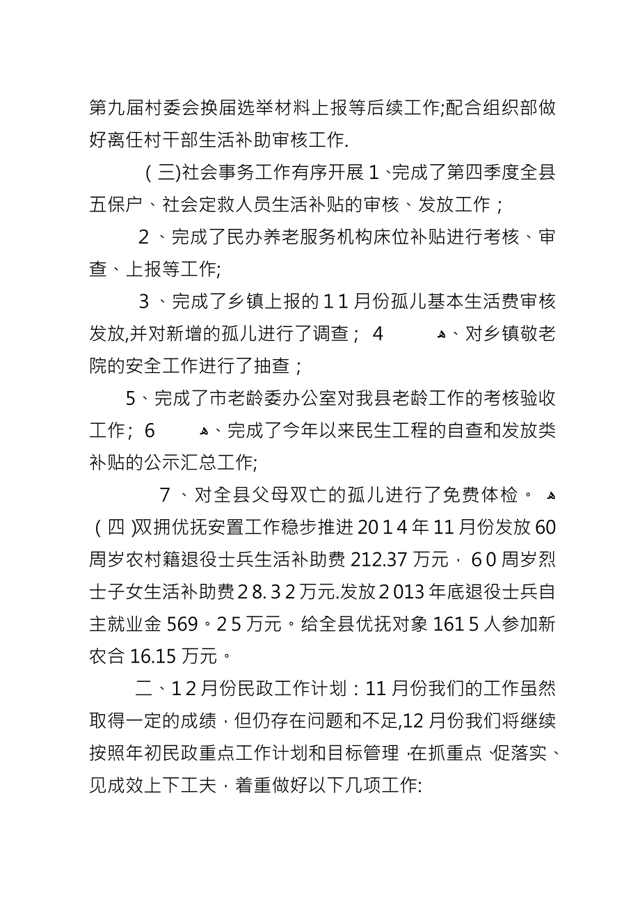 XX年11月民政局工作总结和工作计划.docx_第2页