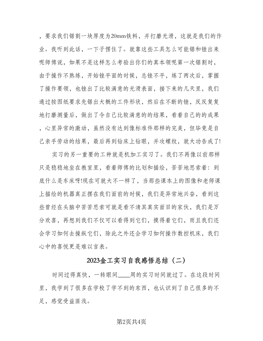 2023金工实习自我感悟总结（2篇）.doc_第2页