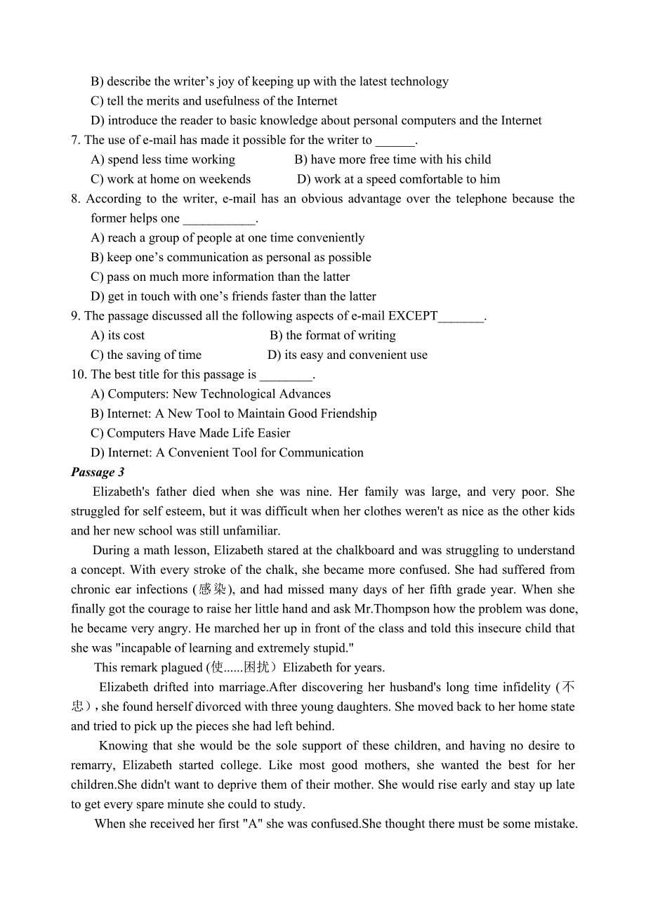 大学英语考试试卷_第5页