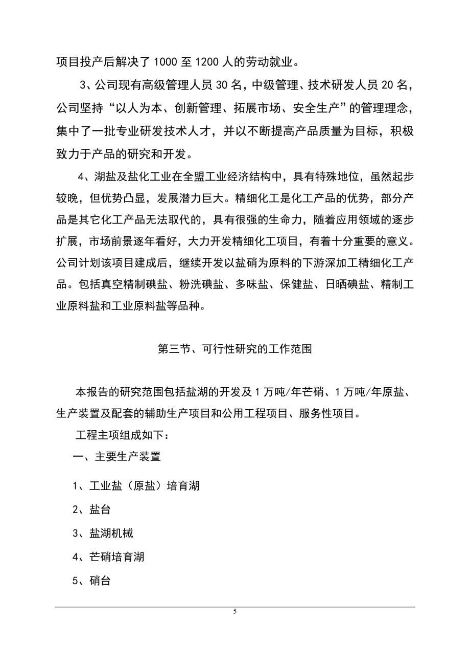 建设年产1万吨芒硝、1万吨原盐盐湖泊开发可行性论证报告.doc_第5页