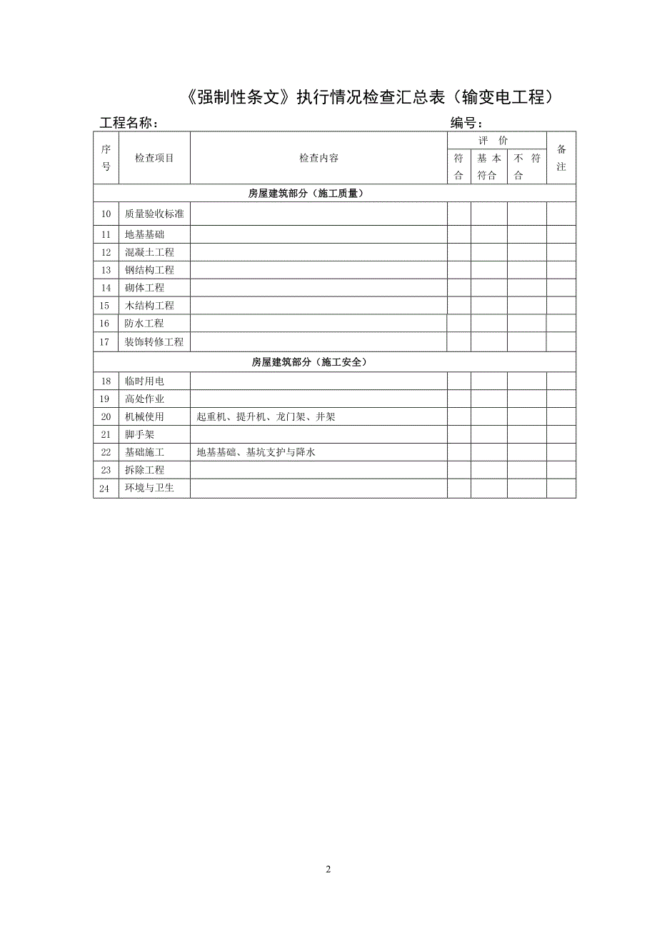 工程建设标准强制性条文检查表(施工与验收)_第3页