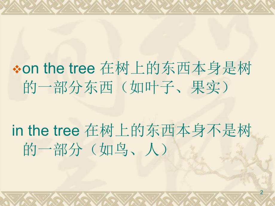 on the tree与in the tree的区别优秀课件_第2页