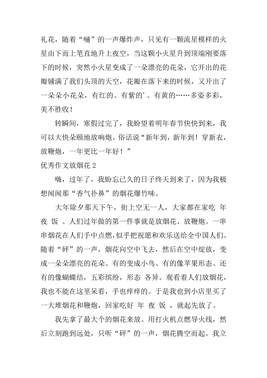 2023年优秀作文放烟花19篇放烟花作文_第2页