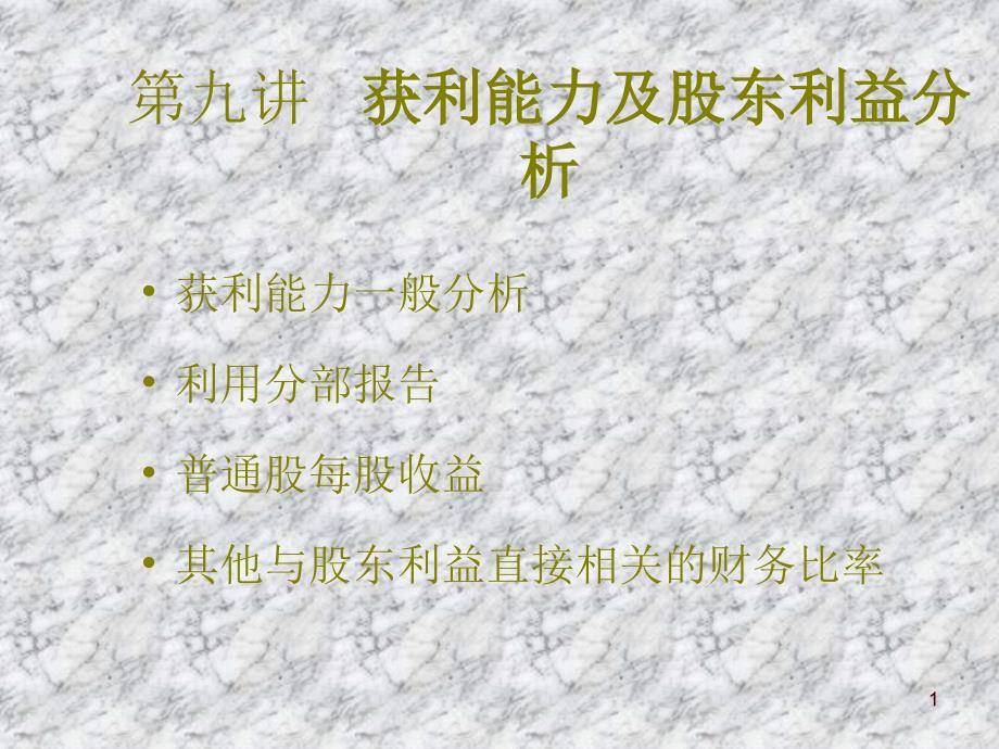 获利能力及股东利益分析教学课件_第1页