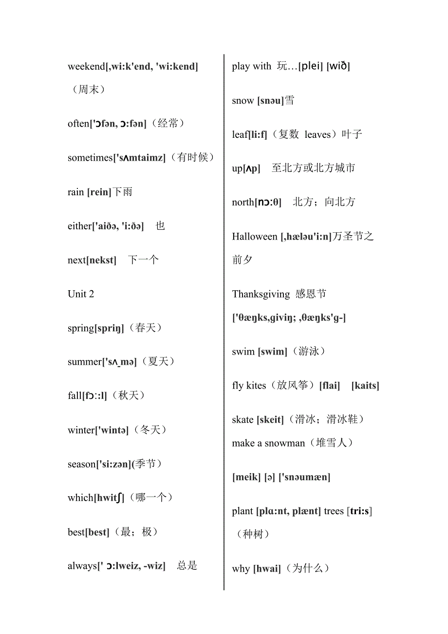 人教版小学英语五年级下册单词带音标修改补充完整版_第2页