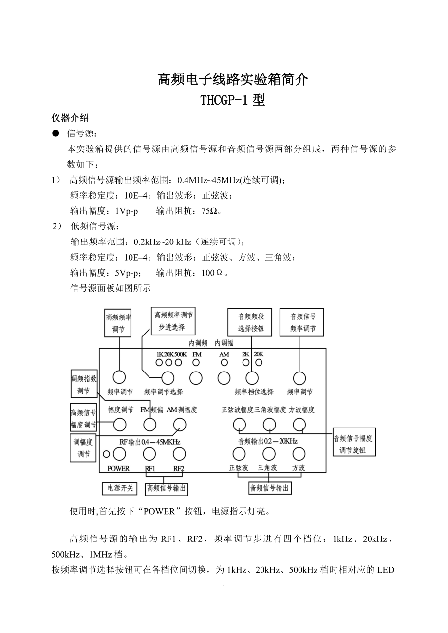 高频电子线路实验指导书高频电子线路实验箱简介_第1页
