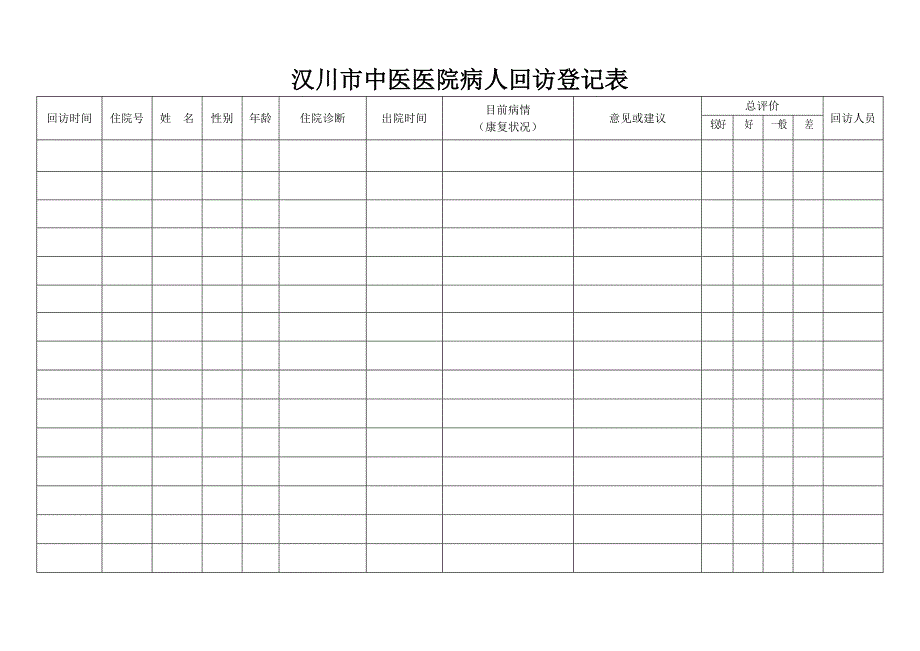 病人出院回访新版制度及回访登记表_第4页