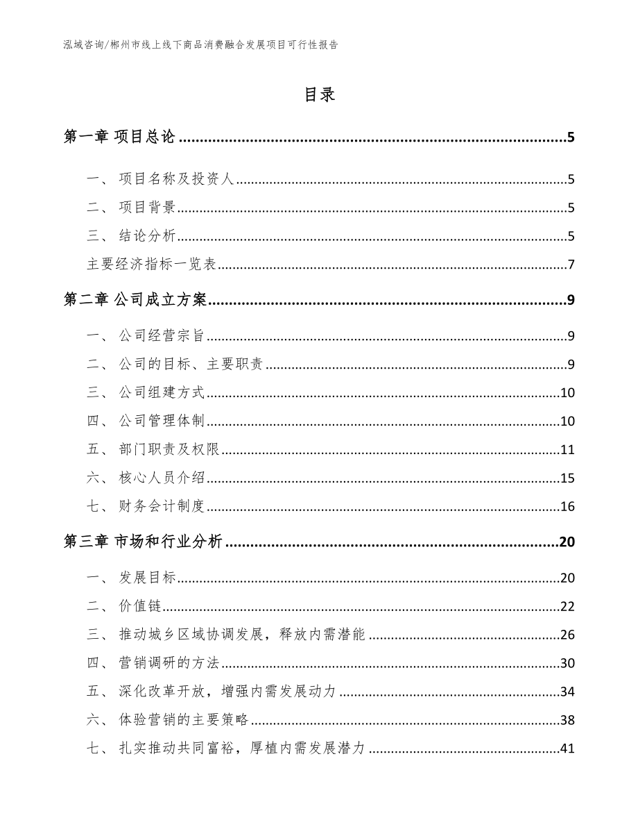 郴州市线上线下商品消费融合发展项目可行性报告（参考范文）_第1页