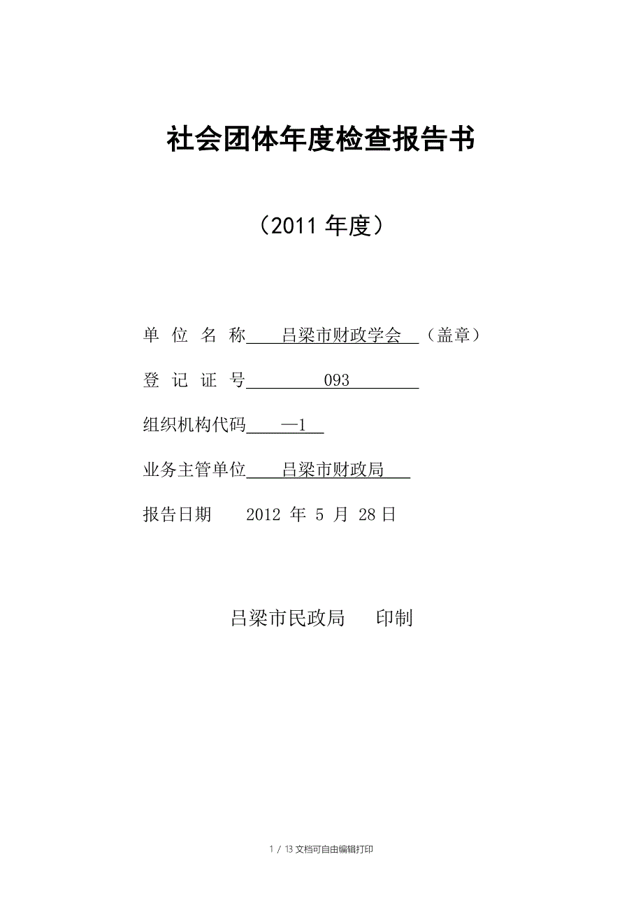 社会团体检查报告书_第1页