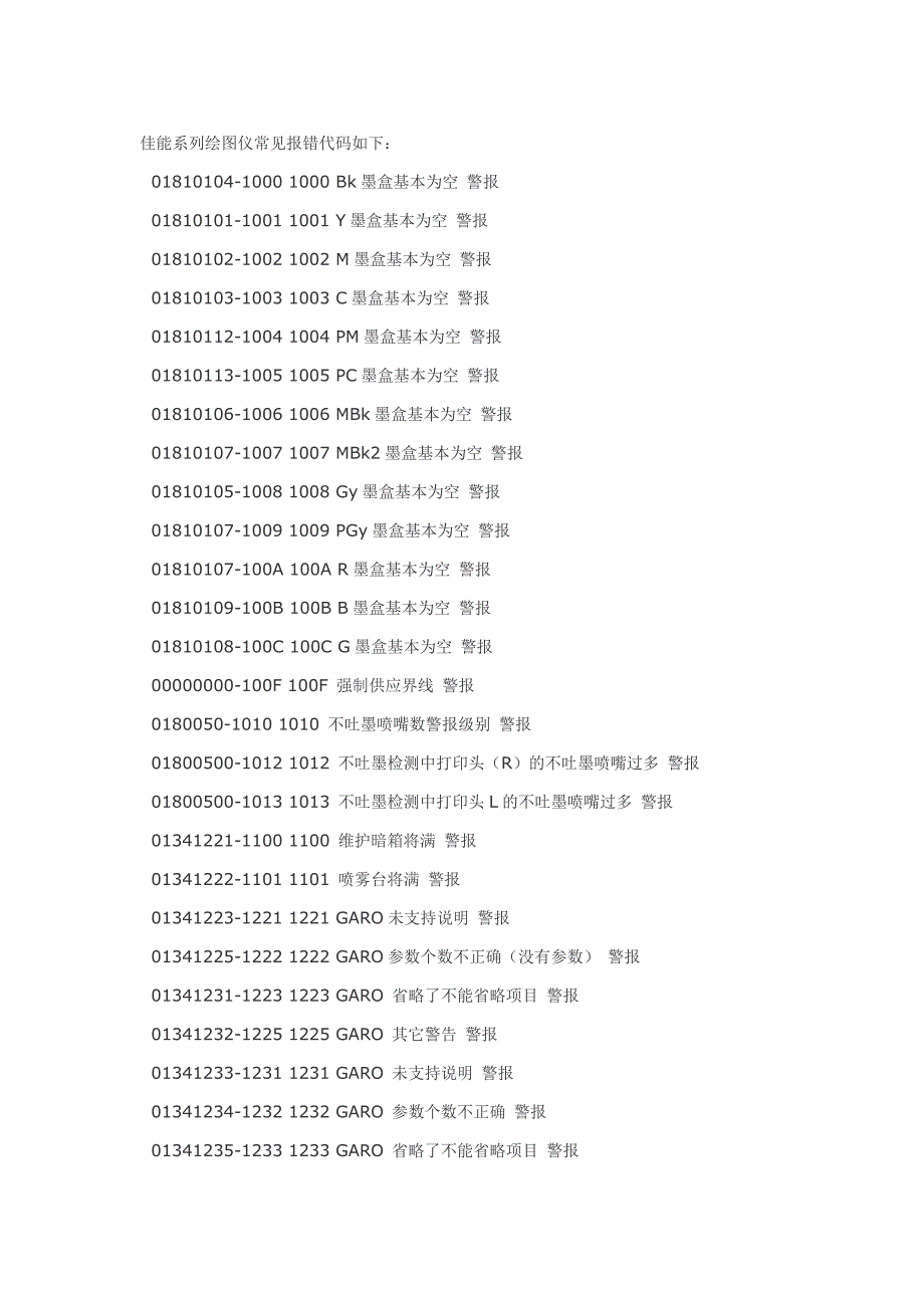 佳能系列绘图仪常见报错代码如下.doc_第1页