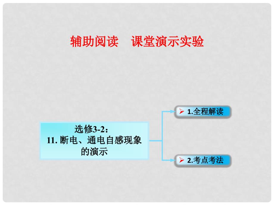 高考物理一轮总复习 实验专题 实验十一 断电、通电自感现象的演示课件 鲁科版选修32_第1页