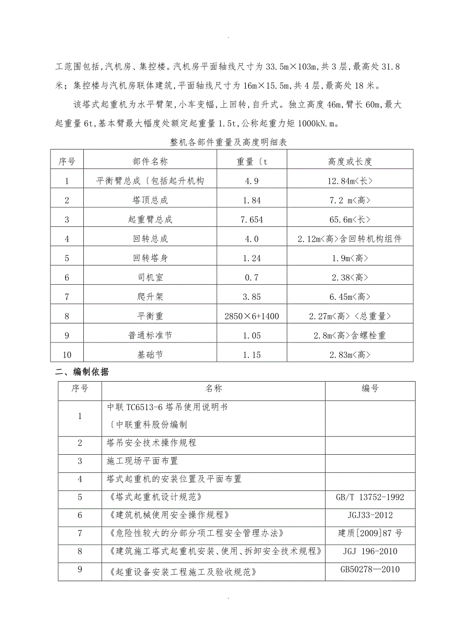 汽机房1号塔吊安装方案TC65136_第3页