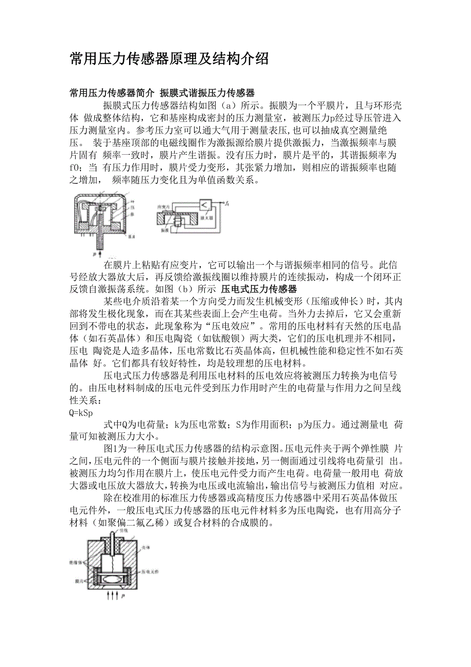常用压力传感器原理及结构介绍_第1页