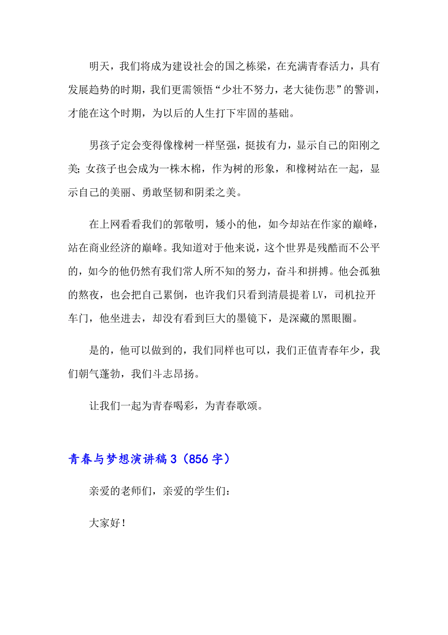 青与梦想演讲稿精选15篇_第4页