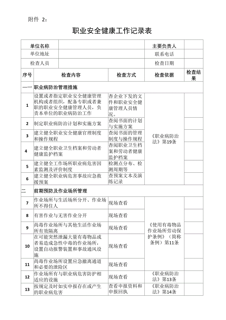 职业安全健康工作记录表_第2页