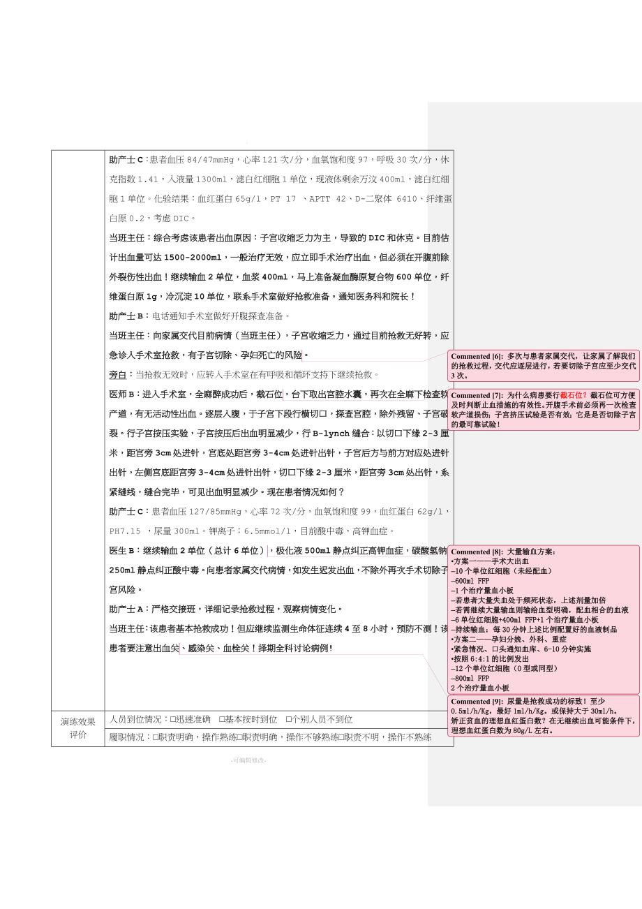 产后大出血患者时应急预案演练记录.doc_第3页