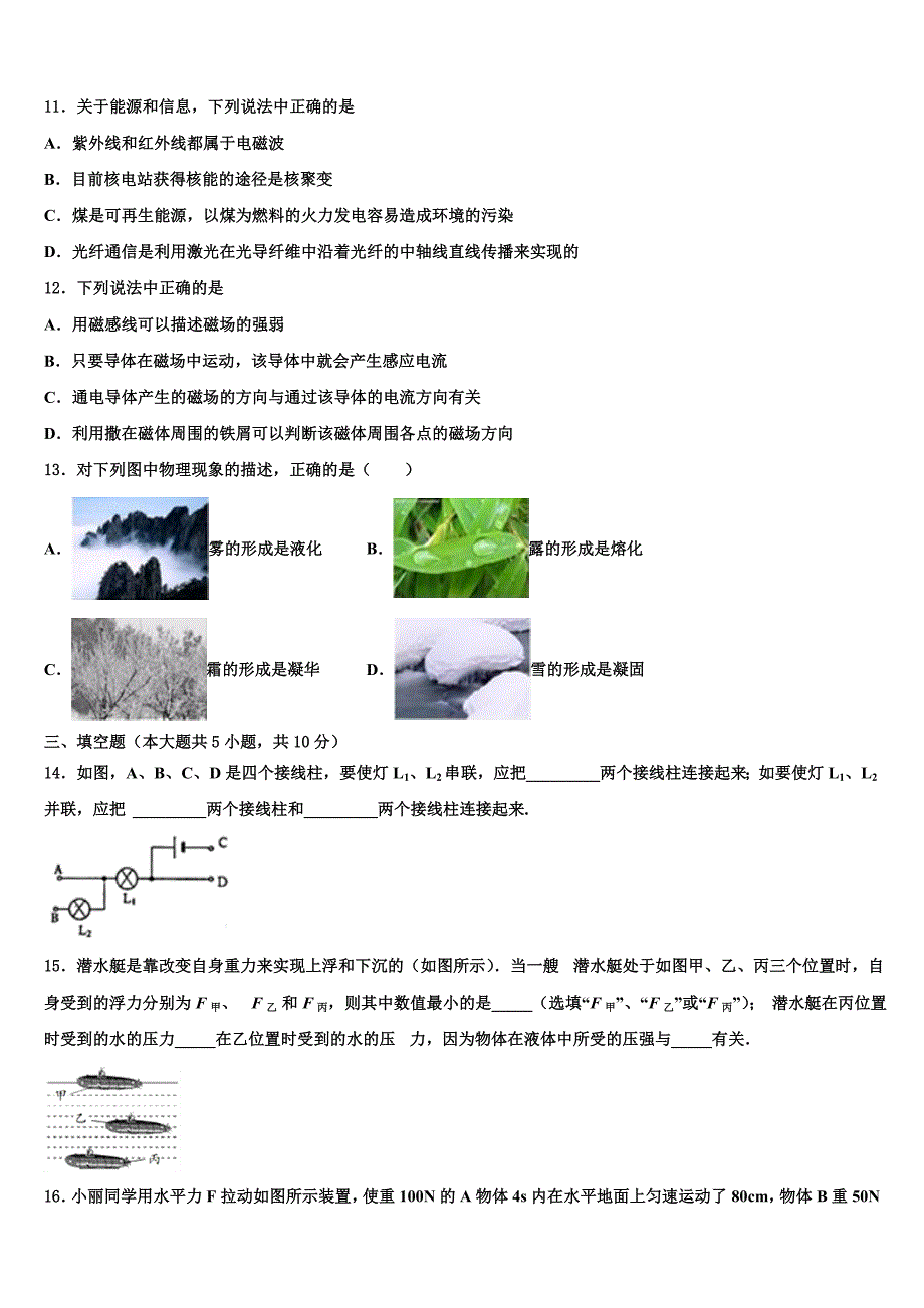 2023年云南省丽江市名校中考物理全真模拟试题（含答案解析）.doc_第4页