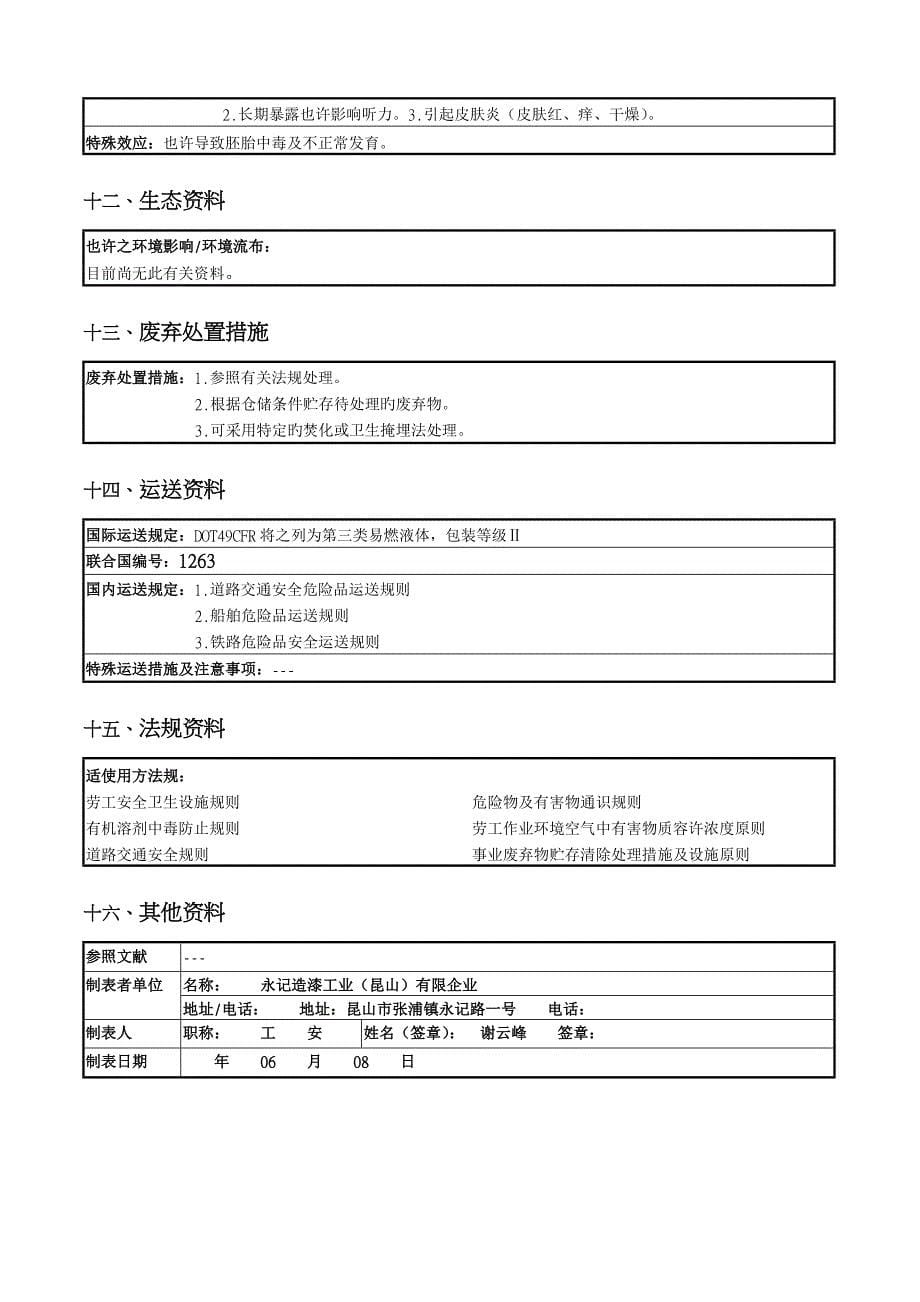 醇酸磁漆MSDS_第5页