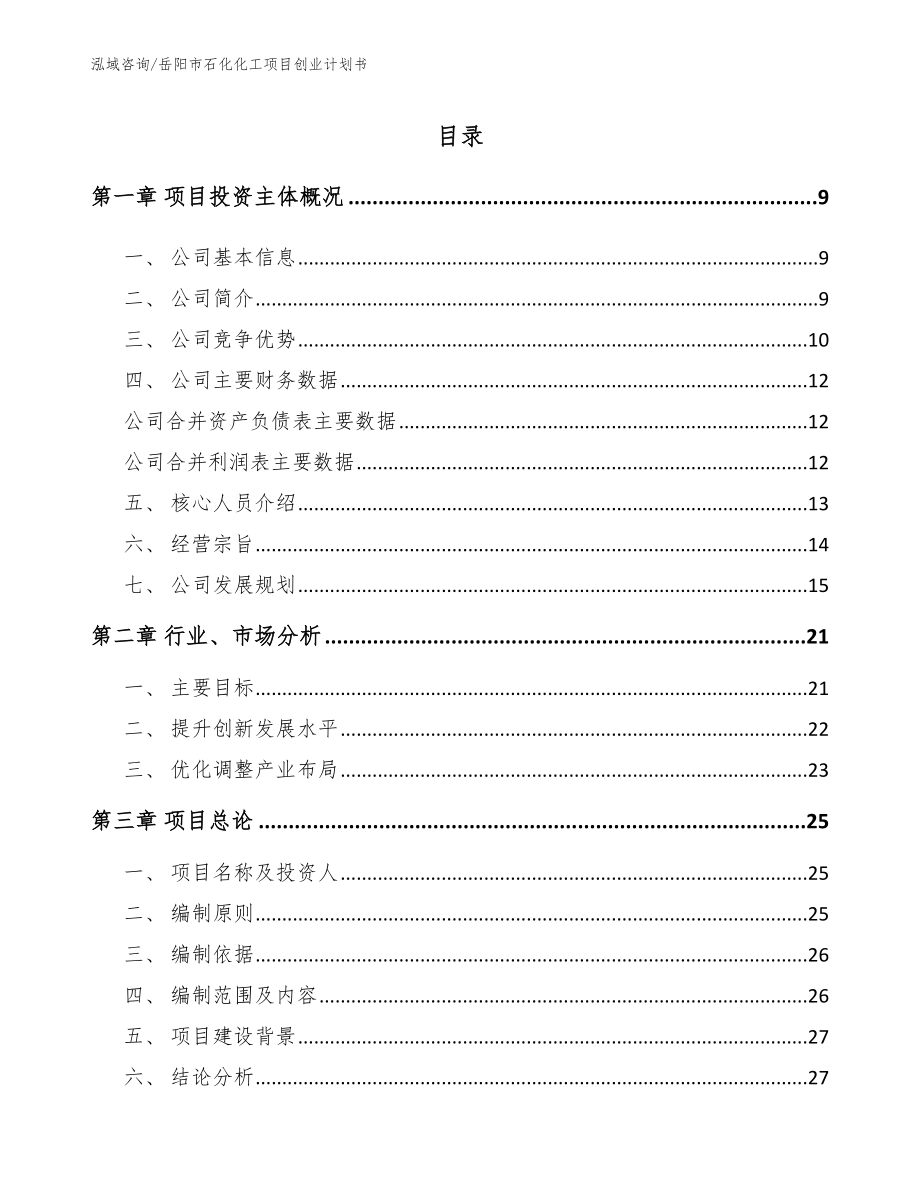 岳阳市石化化工项目创业计划书_第2页