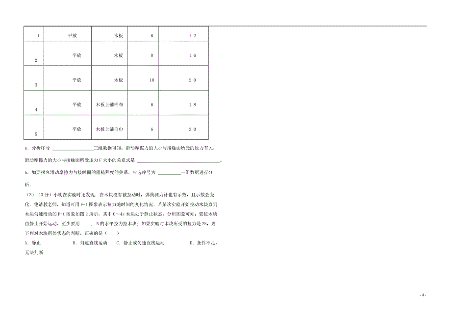 中考物理复习 第八章《力和运动》单元测习题（无解答）[新人教版]_第4页