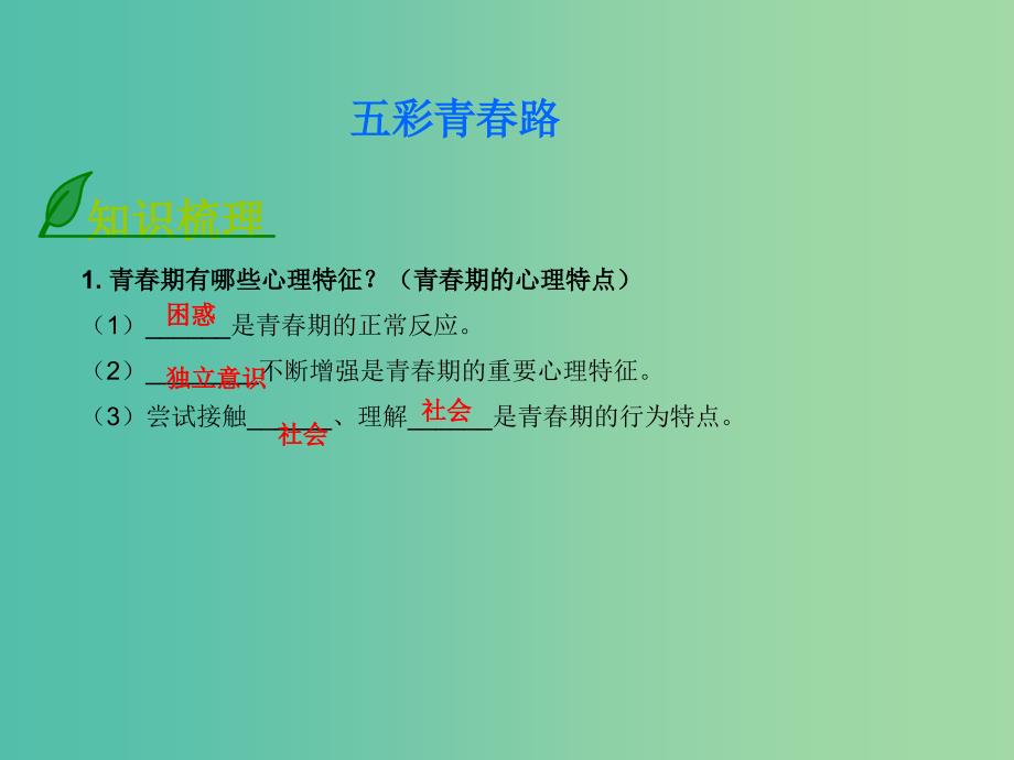 八年级政治上册 1.1.2 五彩青春路课件 北师大版.ppt_第1页