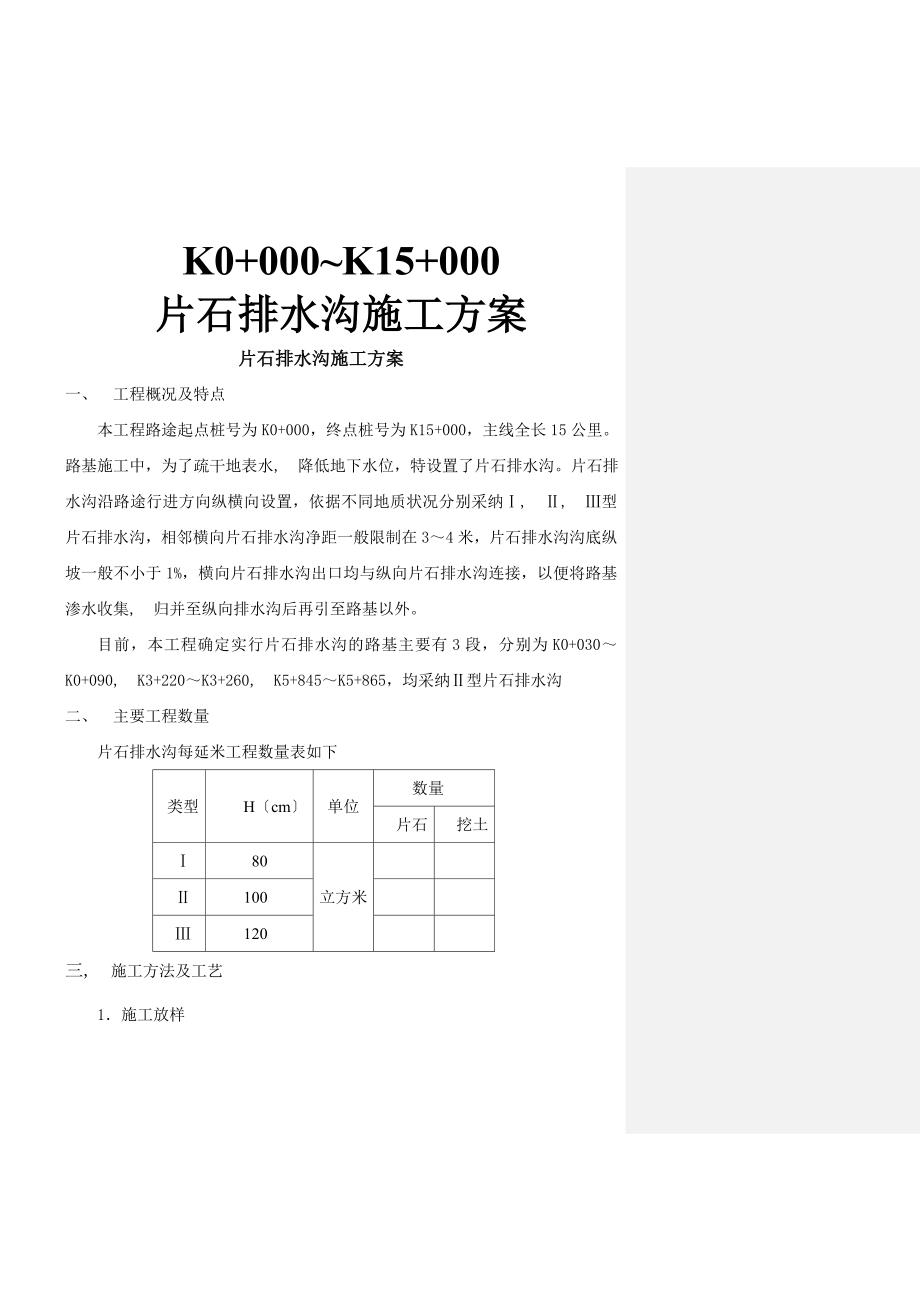 片石排水沟施工方案_第1页