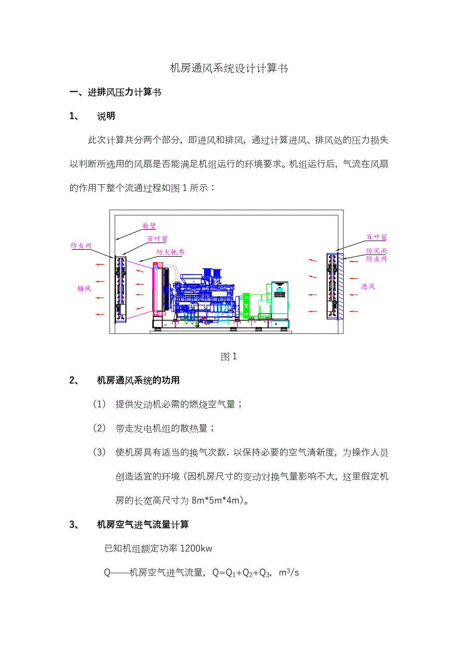 1200kw机组通风系统计算书_第1页