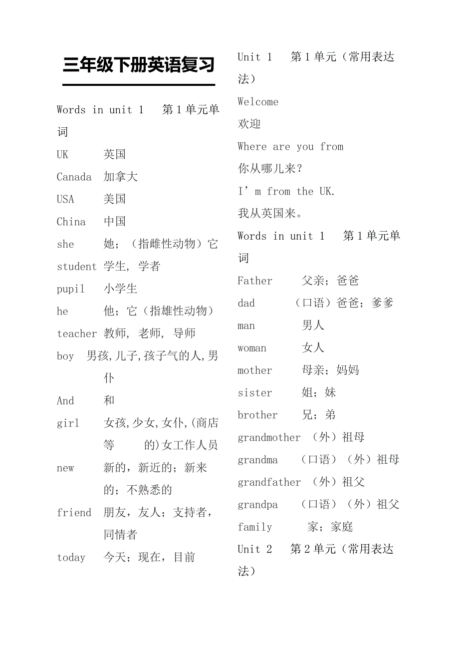 三年级起点英语下复习新编_第2页