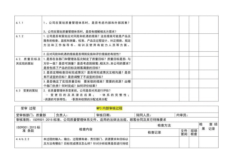 内审检查表(按过程方法).doc_第5页