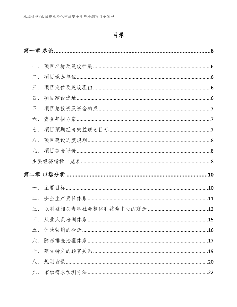 永城市危险化学品安全生产检测项目企划书_范文参考_第1页