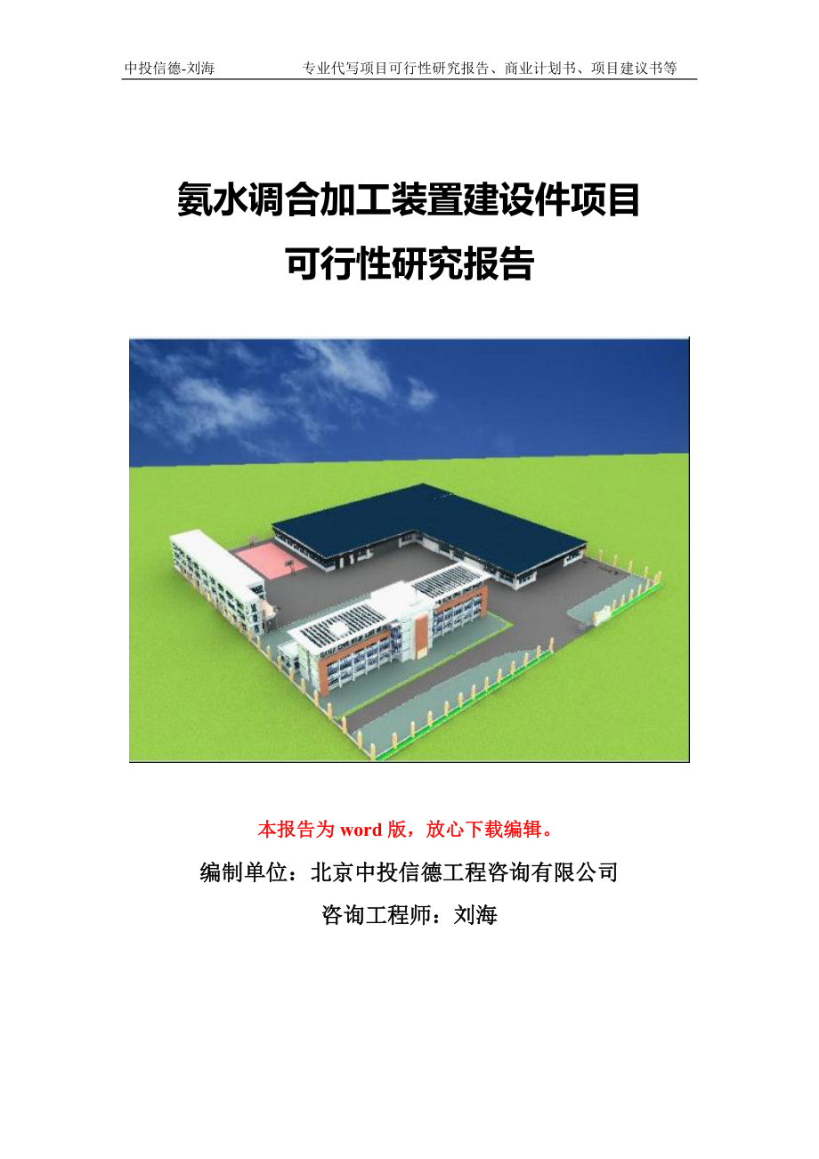 氨水调合加工装置建设项目可行性研究报告模版立项报告_第1页