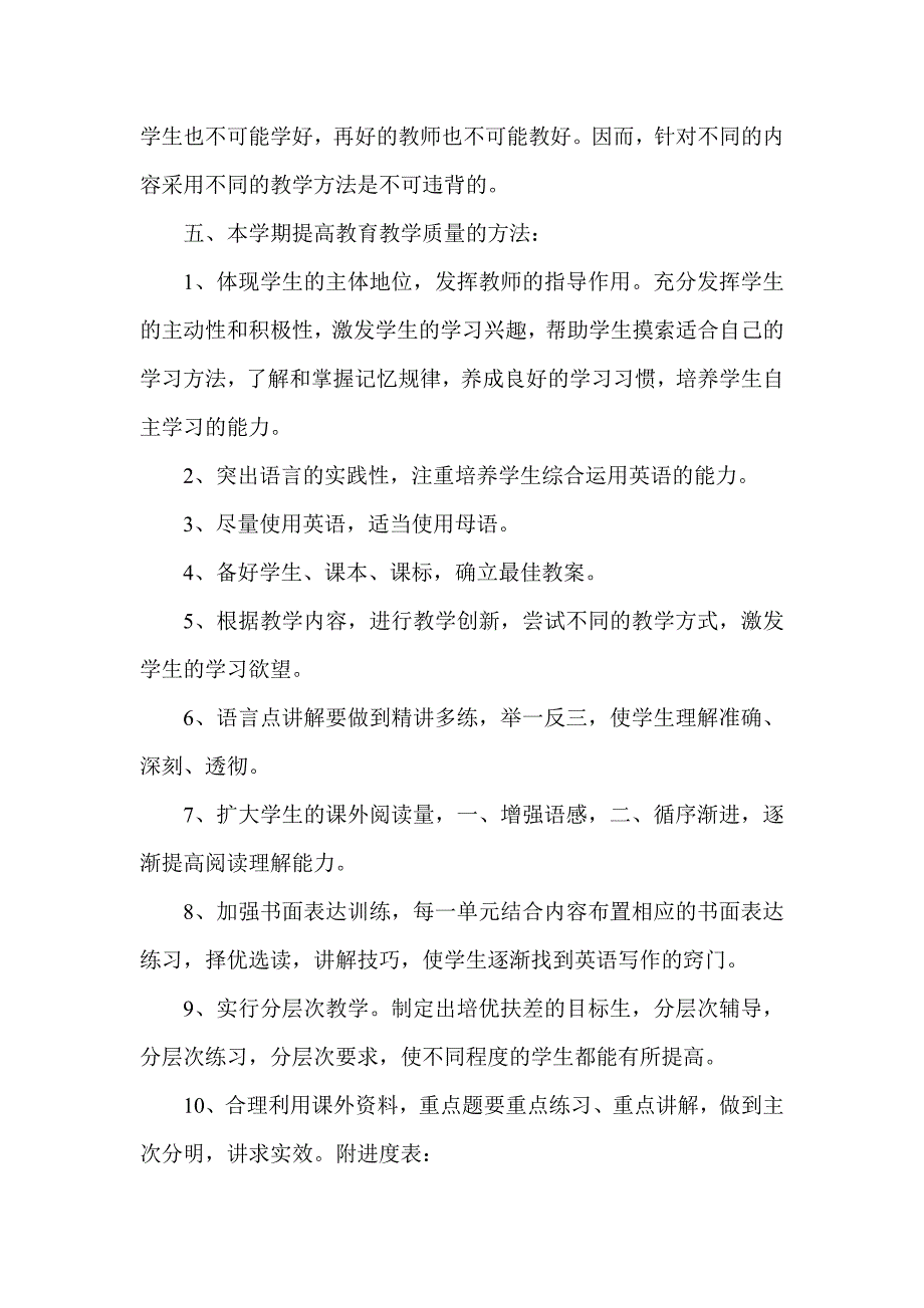 鲁教版六年级英语上册教学计划_第4页