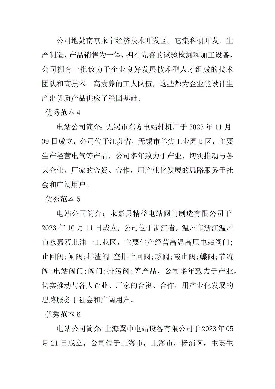 2023年电站公司简介(9个范本)_第2页