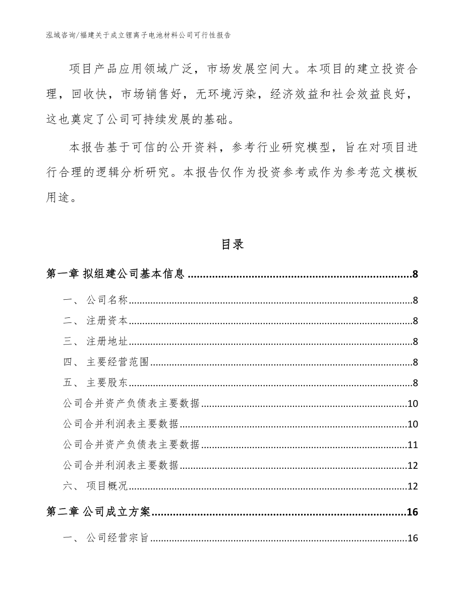 福建关于成立锂离子电池材料公司可行性报告（模板范文）_第3页