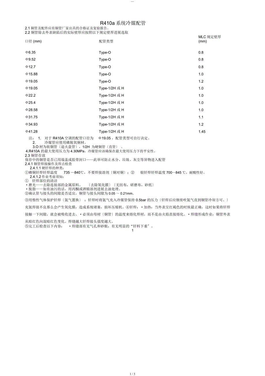 R410A系统铜管要求_第1页