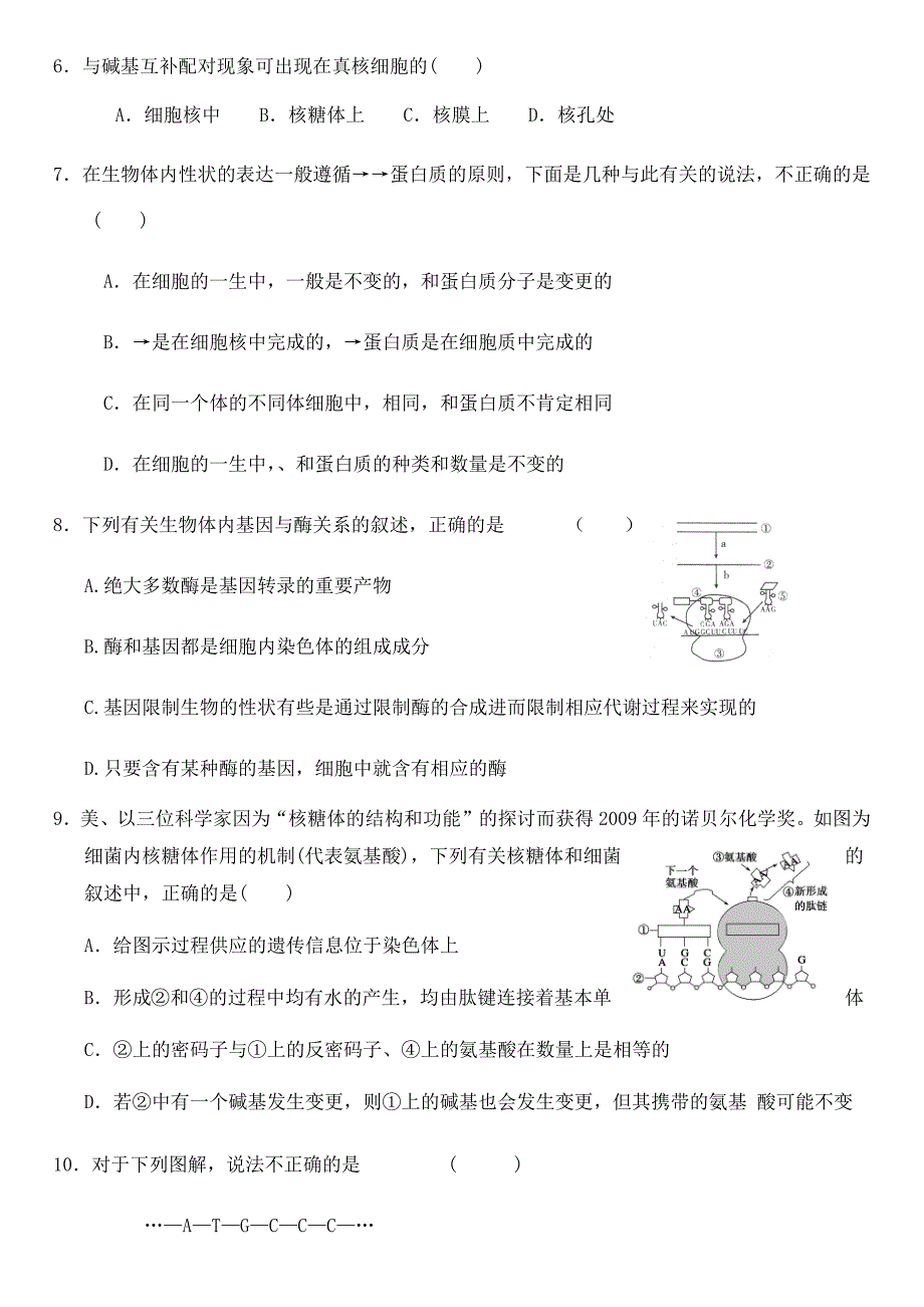 高中生物必修二第四章测试题_第2页