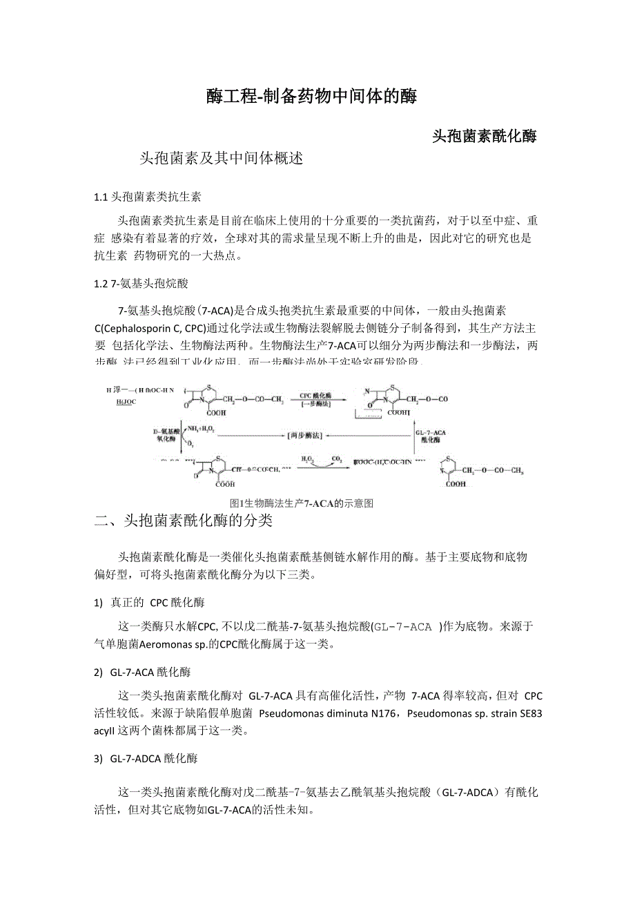酶工程_制备药物中间体的酶_头孢菌素C酰化酶_第1页