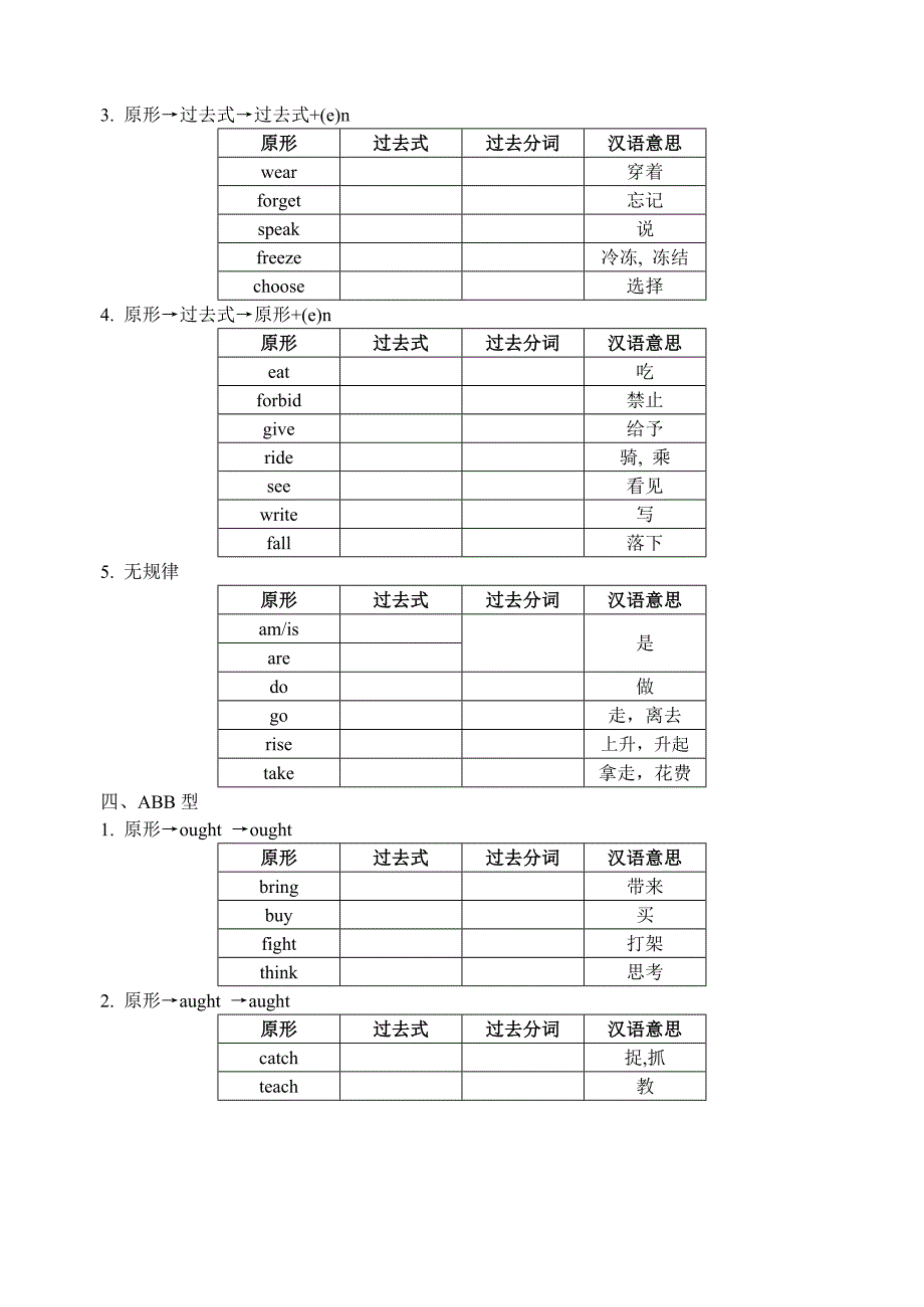 中考不规则动词的过去式和过去分词测试题_第2页