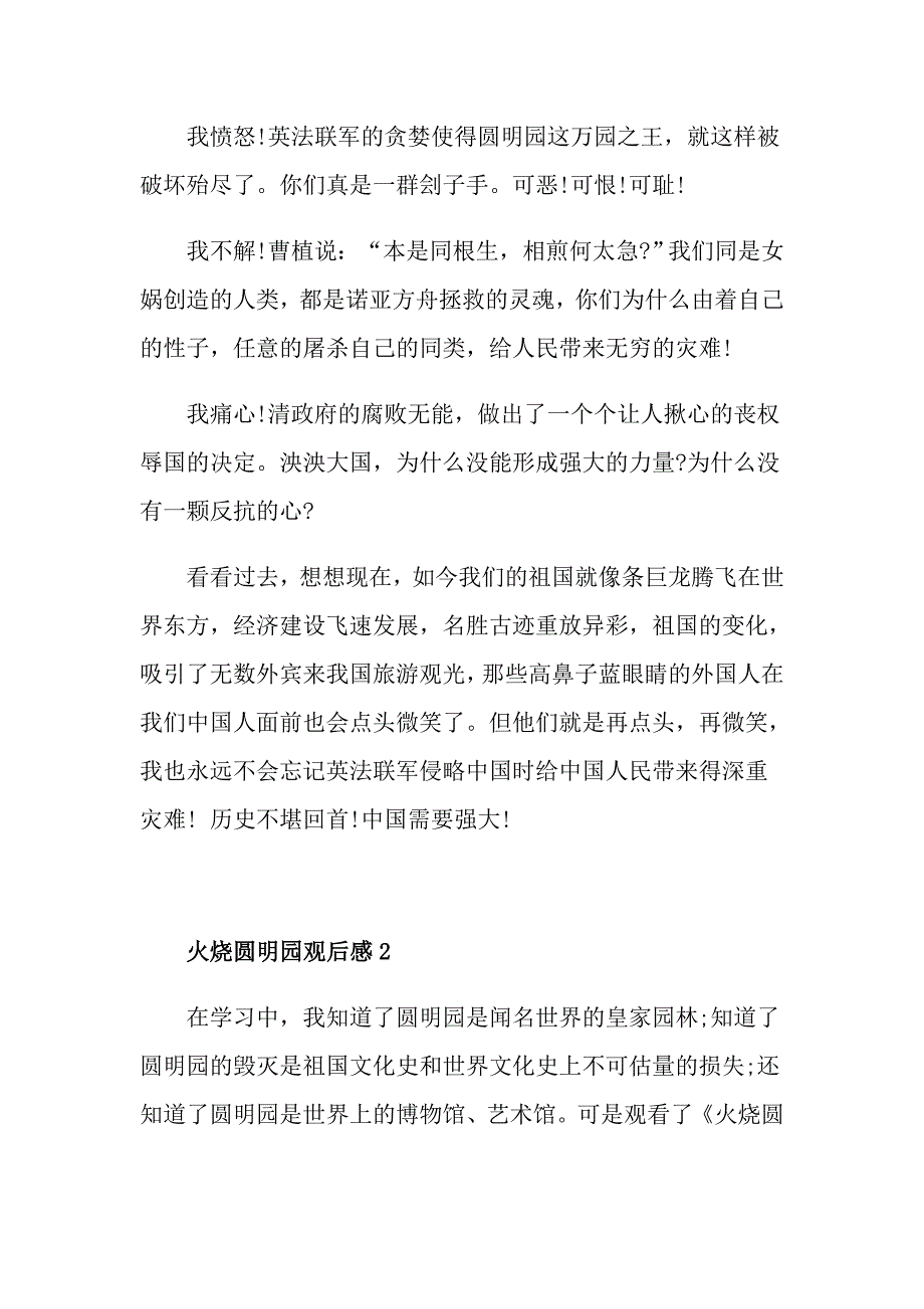 火烧圆明园观后感五篇500字_第2页