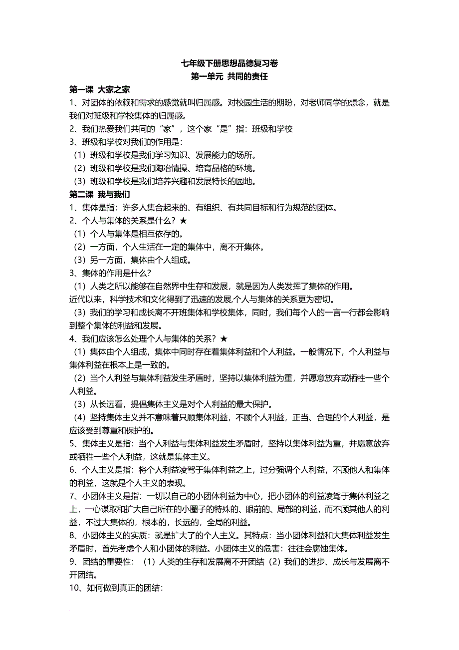 七年级下册政治复习提纲.docx_第1页