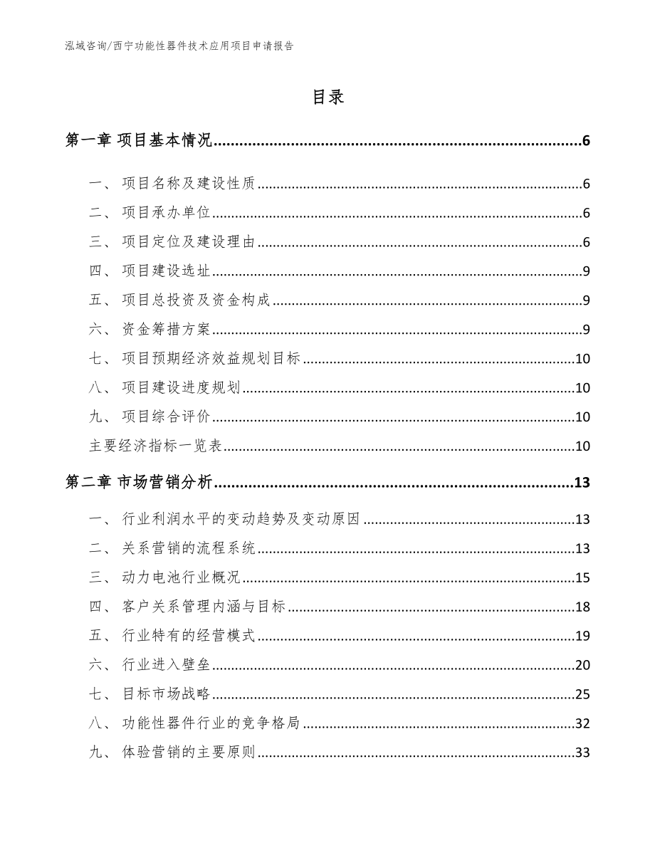 西宁功能性器件技术应用项目申请报告（范文模板）_第1页