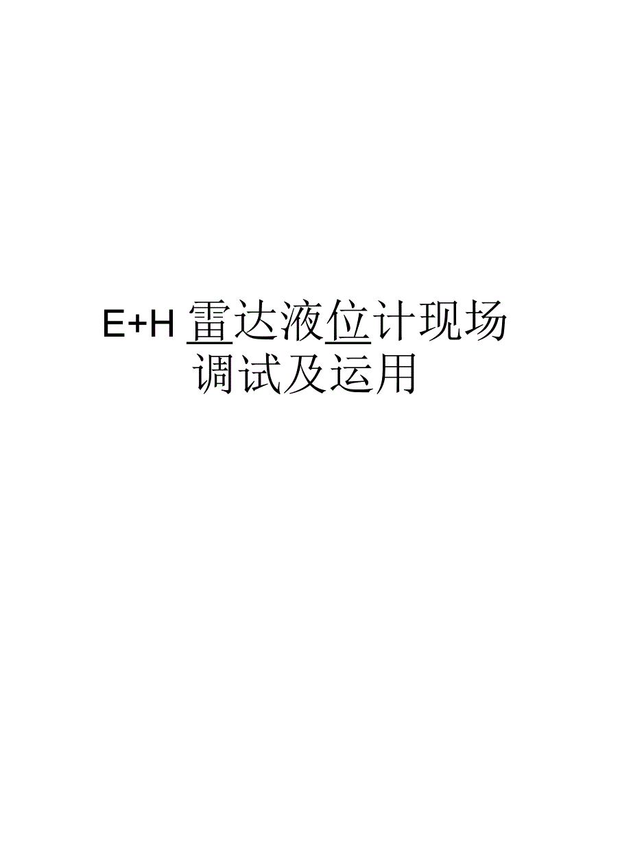 E+H雷达液位计现场调试及运用_第1页