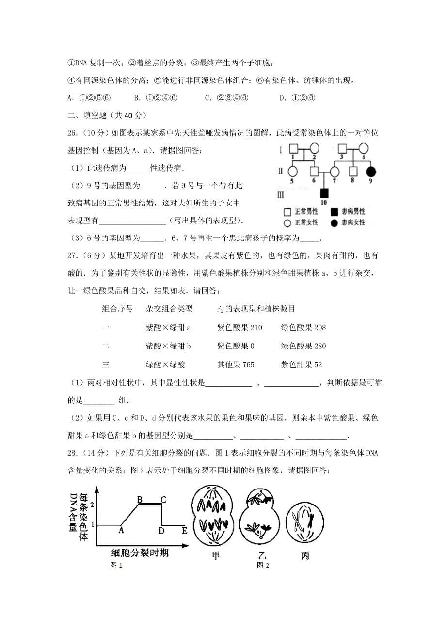 周测生物卷必修2高级中学_第5页