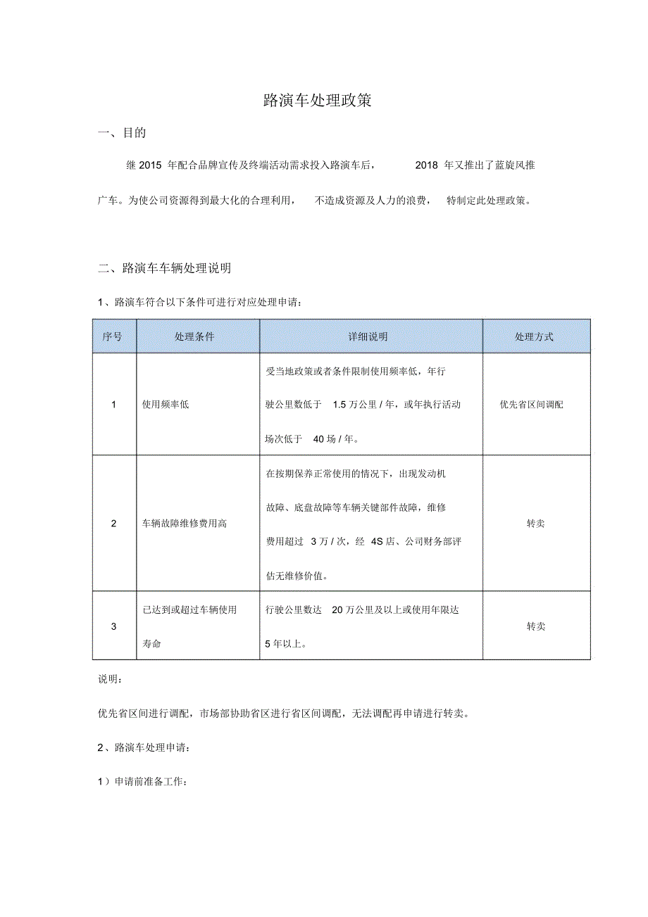 路演车处理政策-2018_第1页