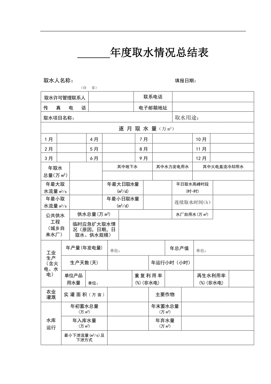 2009年度取水情况总结表.doc_第1页