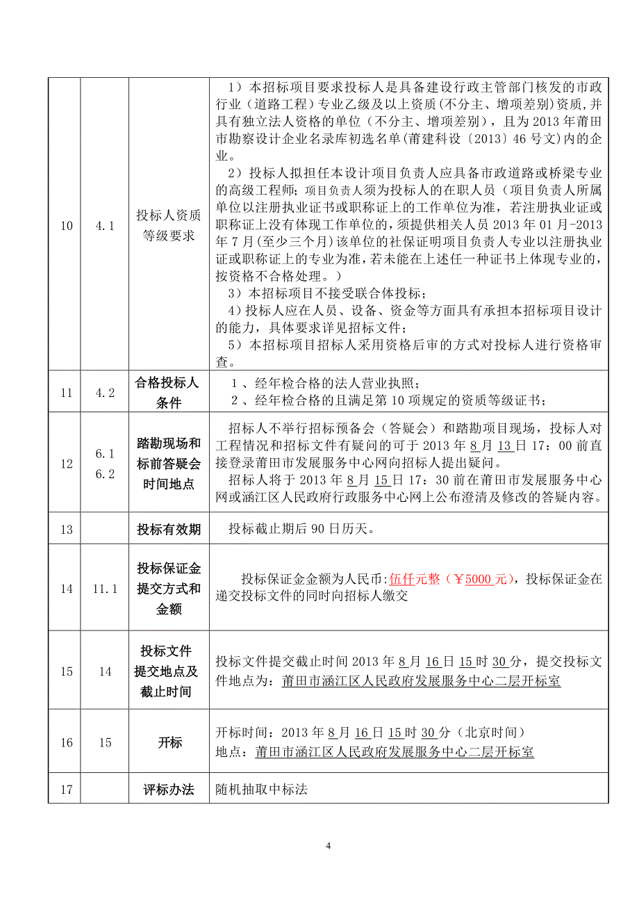 涵江区城北高新产业园横一路建设工程设计项目_第4页