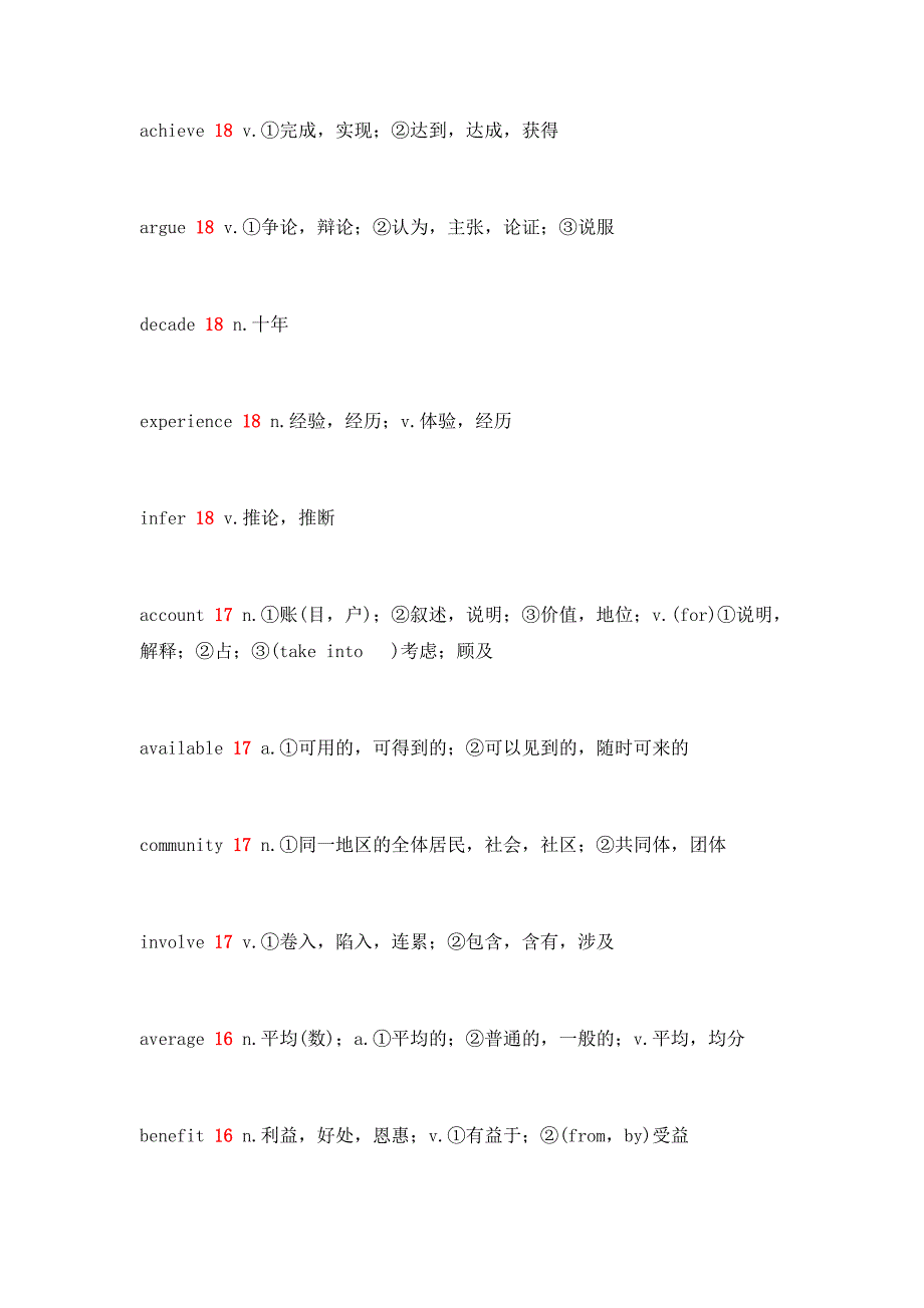 历年考研英语真题中出现10次以上的词汇.doc_第4页