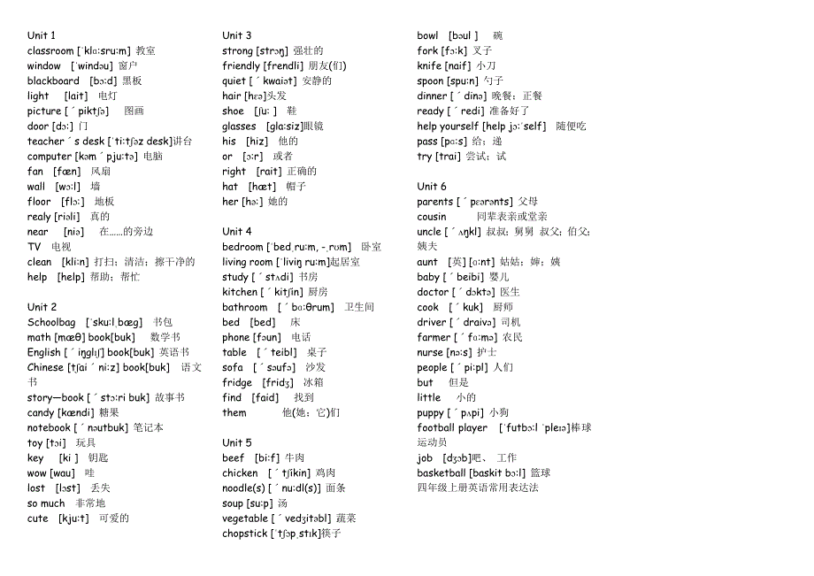 三年级上册单词表_第4页